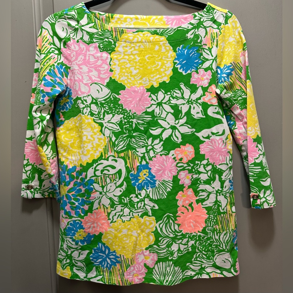 Lilly Pulitzer Size XS 3/4 Sleeve Floral Tee EUC